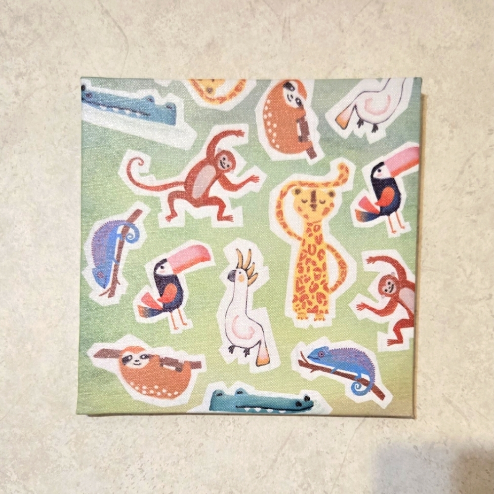 🌞Whimsical Green and Orange Animal Art Decor